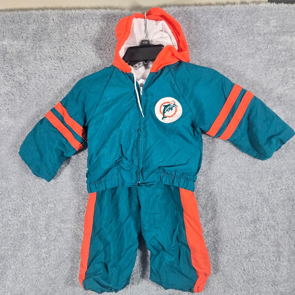 Vintage Miami Dolphins Toddler Tracksuit Teal Orange Hooded Jacket Pants 18M